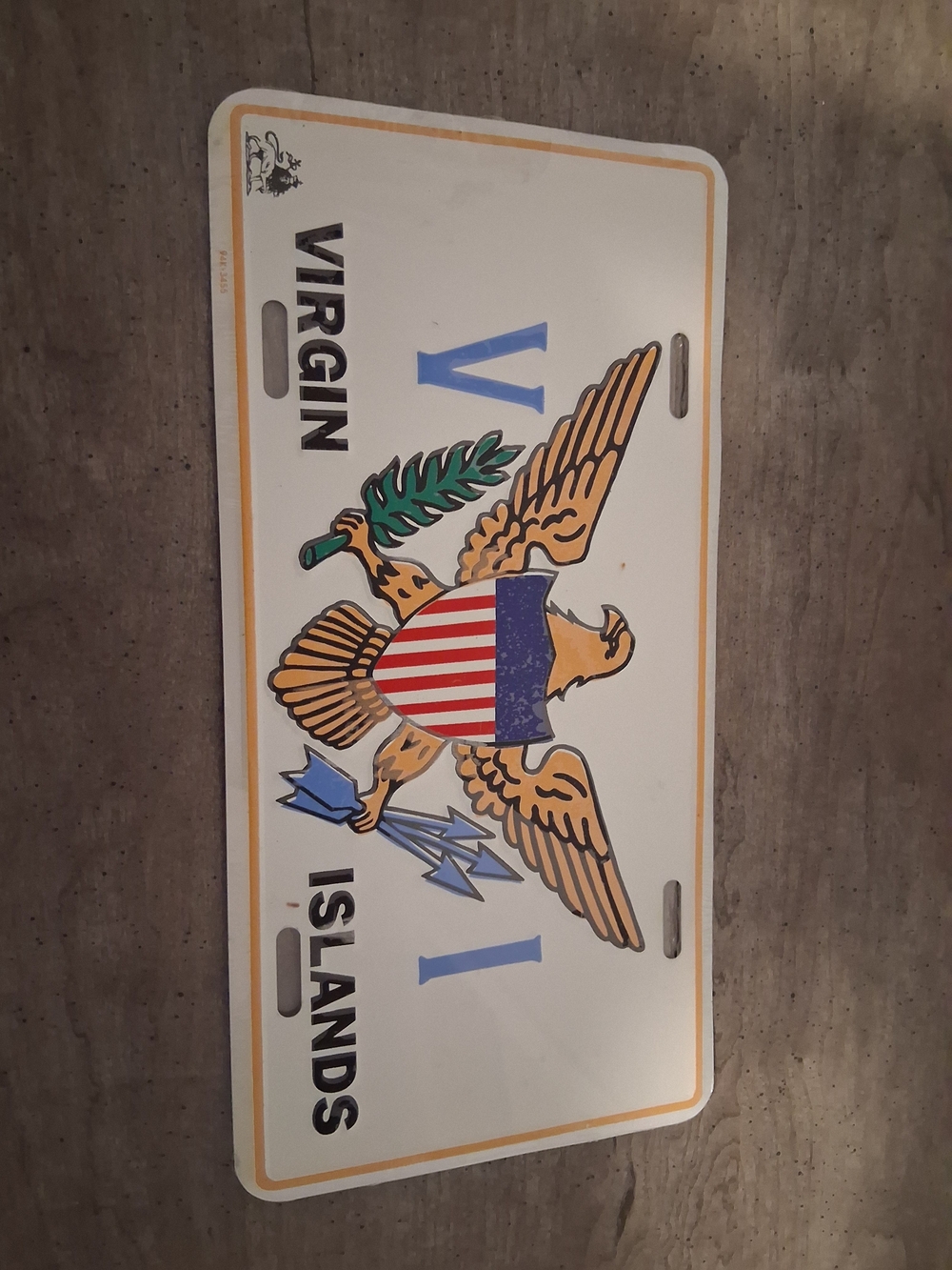 US Virgin Islands Booster License Plate VI White